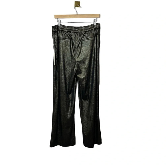 NWT Joie Women’s Coated Metallic Wide Leg Trousers in Black/Gold Size 12 - Picture 10 of 15